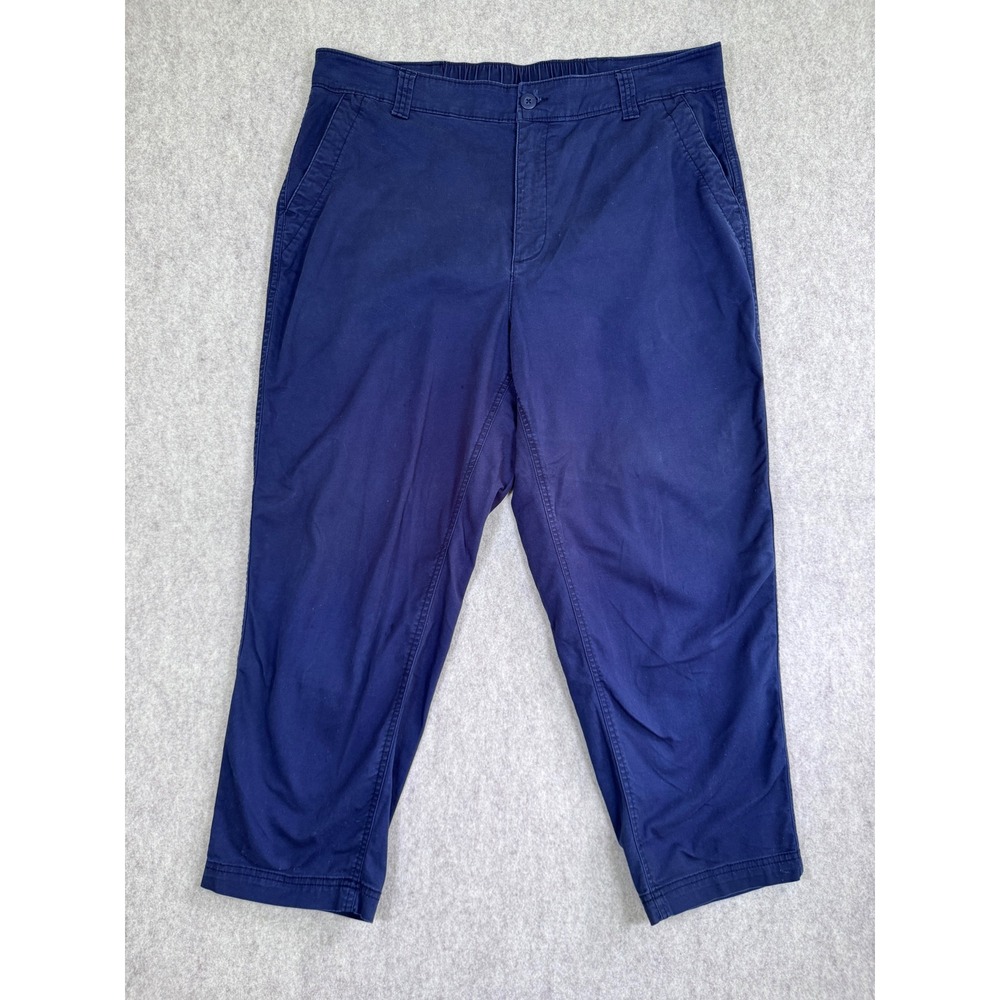 Old Navy High-Rise OG Chino Pants Womens XL Navy Blue Cropped Elastic Waistband